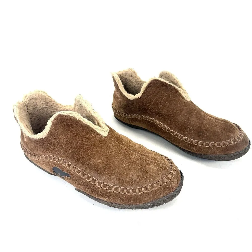 Sorel Manawan Brown Leather Slip On Moccasin Slipper NM1466-251 Mens Size 9